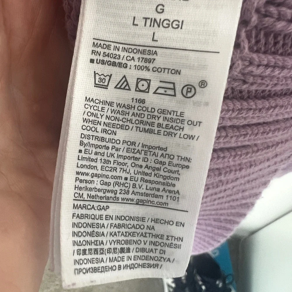 GAP Purple Cotton Knit Crewneck Sweater Tall Large - Picture 3 of 4